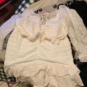 2 piece white with glitter gold accents